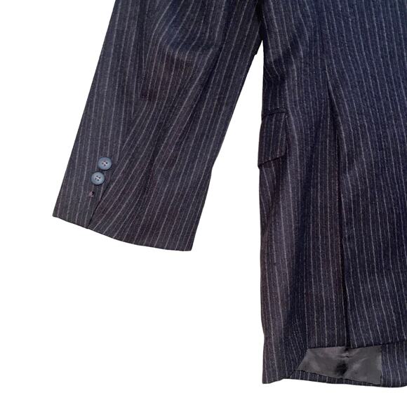 Yves Saint Laurent Brown Wool Pinstripe Single Breasted Blazer Jacket size 42 - Picture 3 of 10